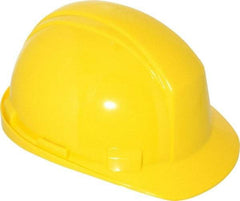 North - ANSI Type II, Class E Rated, 4-Point, Ratchet Adjustment Hard Hat - One Size Fits Most, Yellow, Standard Brim - A1 Tooling