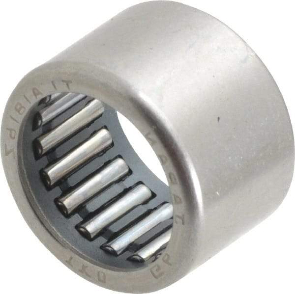 IKO - 0.709" Bore Diam, 2,600 Lb. Dynamic Capacity, 18 x 24 x 16mm, Caged, Open End, Shell Needle Roller Bearing - 0.945" Outside Diam, 0.63" Wide - A1 Tooling