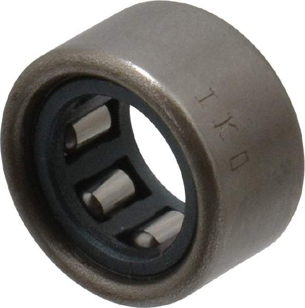 IKO - 1/4" Bore Diam, 360 Lb. Dynamic Capacity, 1/4 x 7/16 x 1/4", Caged, Open End, Shell Needle Roller Bearing - 7/16" Outside Diam, 1/4" Wide - A1 Tooling