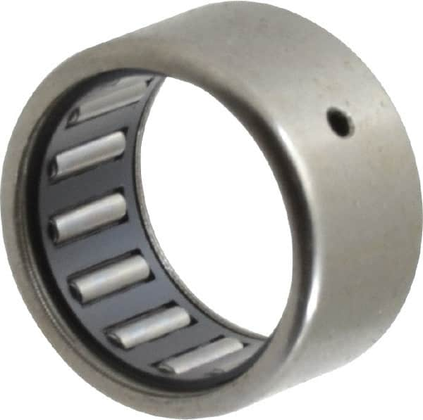 IKO - 5/8" Bore Diam, 1,480 Lb. Dynamic Capacity, 5/8 x 13/16 x 7/16", Caged, Open End, Shell Needle Roller Bearing - 13/16" Outside Diam, 7/16" Wide - A1 Tooling