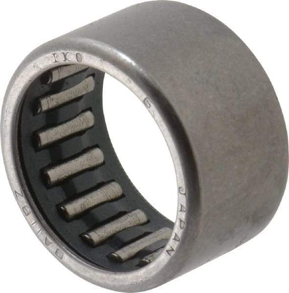 IKO - 11/16" Bore Diam, 1,930 Lb. Dynamic Capacity, 11/16 x 7/8 x 1/2", Caged, Open End, Shell Needle Roller Bearing - 7/8" Outside Diam, 1/2" Wide - A1 Tooling