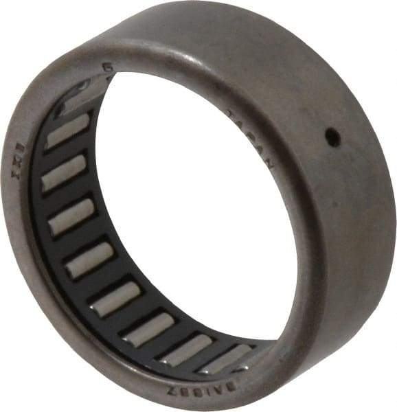 IKO - 1-1/8" Bore Diam, 2,900 Lb. Dynamic Capacity, 1-1/8 x 1-3/8 x 1/2", Caged, Open End, Shell Needle Roller Bearing - 1-3/8" Outside Diam, 1/2" Wide - A1 Tooling