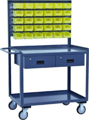 Jamco - Durable Utility Carts with Rack Mobile Workbench and Louvered Panel - Steel, Gray, 30" Long x 36" Deep x 62" High - A1 Tooling