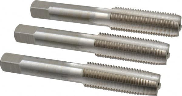 Interstate - M14x1.50 Metric Fine, 4 Flute, Bottoming, Plug & Taper, Bright Finish, High Speed Steel Tap Set - Right Hand Cut, 3-19/32" OAL, 1-21/32" Thread Length - A1 Tooling