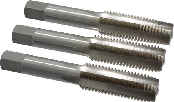 Interstate - M16x2.00 Metric Coarse, 4 Flute, Bottoming, Plug & Taper, Bright Finish, High Speed Steel Tap Set - Right Hand Cut, 3-13/16" OAL, 1-13/16" Thread Length - A1 Tooling