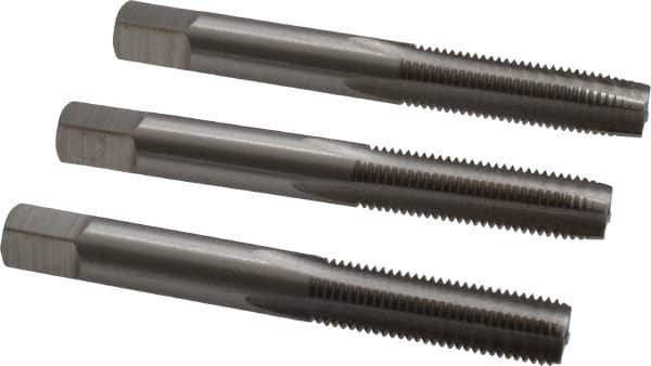 Interstate - M8x1.00 Metric Fine, 4 Flute, Bottoming, Plug & Taper, Bright Finish, High Speed Steel Tap Set - Right Hand Cut, 2-23/32" OAL, 1-1/8" Thread Length - A1 Tooling