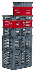 SSI Schaefer - 0.7 Cu Ft, 33 Lb Load Capacity Red Polypropylene Tote Container - Stacking, 15.8" Long x 11.9" Wide x 8.7" High - A1 Tooling