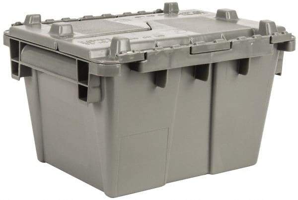 Orbis - 0.8 Cu Ft, 40 Lb Load Capacity Gray Polyethylene Attached-Lid Container - Stacking, Nesting, 20.6" Long x 13-1/2" Wide x 6-1/2" High, Lid Included - A1 Tooling