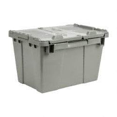 Orbis - 0.6 Cu Ft, 70 Lb Load Capacity Gray Polyethylene Attached-Lid Container - Stacking, Nesting, 15.2" Long x 10.9" Wide x 9.7" High, Lid Included - A1 Tooling