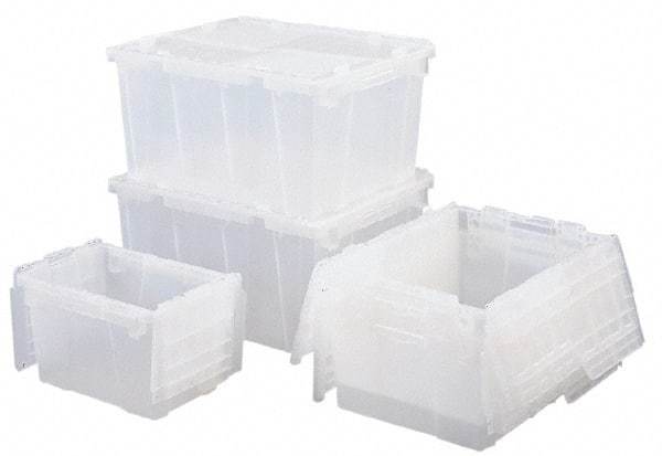 Orbis - 1.8 Cu Ft, 70 Lb Load Capacity Clear Polypropylene Attached-Lid Container - Stacking, Nesting, 21.8" Long x 15.2" Wide x 12.9" High, Lid Included - A1 Tooling