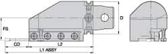 Kennametal - Tool Block Style KM63UT, 32mm Blade Height, 174.5mm OAL, 76.5mm OAH, Indexable Cutoff Blade Tool Block - 32mm Shank Height, Reversible, Series A2 Cut-Off - A1 Tooling