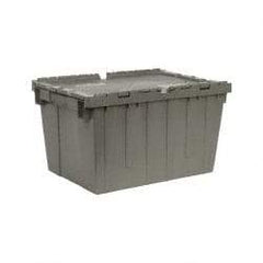 Quantum Storage - 1.67 Cu Ft, 60 Lb Load Capacity Gray Polyethylene Attached-Lid Container - Stacking, Nesting, 21.8" Long x 15" Wide x 12.8" High, Lid Included - A1 Tooling