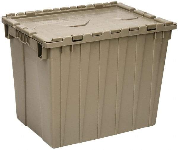 Quantum Storage - 2.31 Cu Ft, 70 Lb Load Capacity Gray Polyethylene Attached-Lid Container - Stacking, Nesting, 21.9" Long x 15.1" Wide x 17.3" High, Lid Included - A1 Tooling