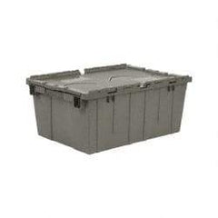 Quantum Storage - 1.27 Cu Ft, 60 Lb Load Capacity Gray Polyethylene Attached-Lid Container - Stacking, Nesting, 21.8" Long x 14.9" Wide x 9.6" High, Lid Included - A1 Tooling