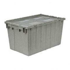 Quantum Storage - 2.2 Cu Ft, 90 Lb Load Capacity Gray Polyethylene Attached-Lid Container - Stacking, Nesting, 25.4" Long x 16.3" Wide x 14.1" High, Lid Included - A1 Tooling