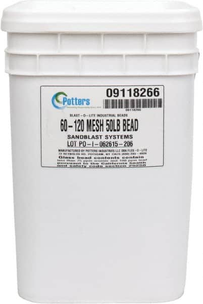 Made in USA - Medium Grade Smooth Glass Bead - 60 to 120 Grit, 50 Lb Pail - A1 Tooling