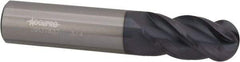 Accupro - 1/4" Diam, 1-1/2" LOC, 4 Flute Solid Carbide Ball End Mill - nACRo Finish, Single End, 4" OAL, 1/4" Shank Diam, Spiral Flute - A1 Tooling