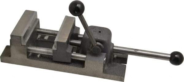 Heinrich - 3" Jaw Opening Capacity x 1-1/4" Throat Depth, Horizontal Drill Press Vise - 3" Wide Jaw, Stationary Base, Standard Speed - A1 Tooling