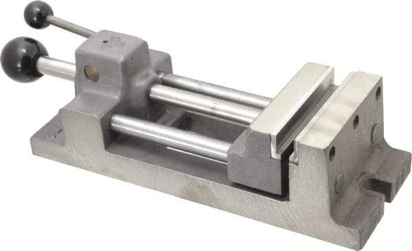 Heinrich - 4-11/16" Jaw Opening Capacity x 1-5/16" Throat Depth, Horizontal Drill Press Vise - 4" Wide Jaw, Stationary Base, Standard Speed - A1 Tooling