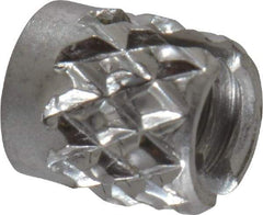 E-Z LOK - #4-40 UNC Stainless Steel Flush Press Fit Threaded Insert for Plastic - 3/16" OAL, 0.166" Insert Diam, 5/32" Hole Diam, 5/32" Drill - A1 Tooling