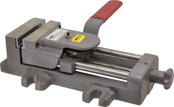 Heinrich - 4" Jaw Opening Capacity x 1-3/8" Throat Depth, Horizontal Drill Press Vise - 4" Wide x 1-3/8" High Jaw, Stationary Base, Standard Speed, 11-3/4" OAL - A1 Tooling