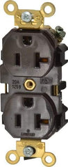 Leviton - 125 VAC, 20 Amp, 5-20R NEMA Configuration, Brown, Industrial Grade, Self Grounding Duplex Receptacle - 1 Phase, 2 Poles, 3 Wire, Flush Mount, Tamper Resistant - A1 Tooling