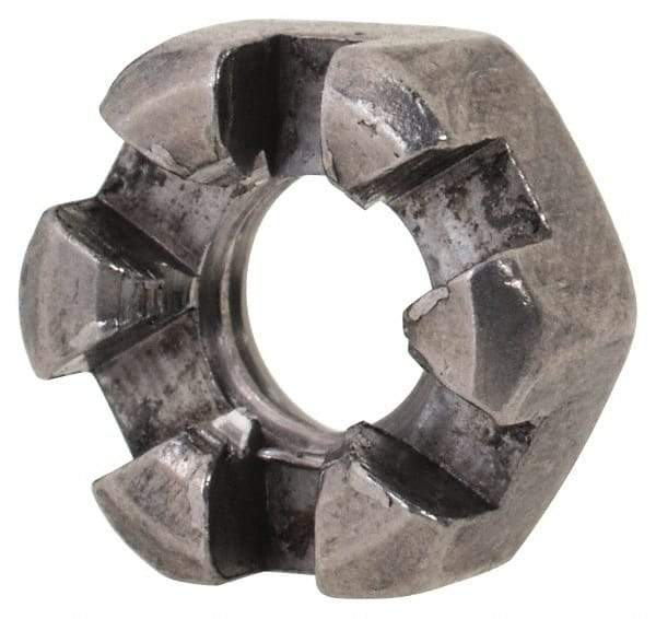 Value Collection - 1/4-20 UNC Grade 2 Steel Slotted Locknut - 7/16" Width Across Flats, 7/32" High, Uncoated - A1 Tooling