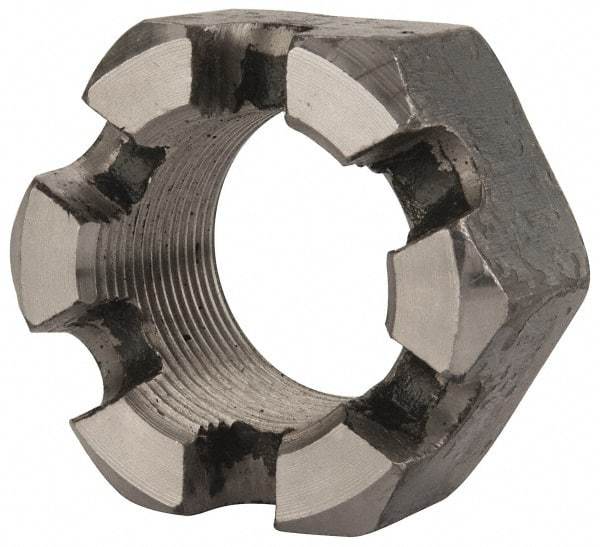 Value Collection - 1-1/2 - 12 UNF Grade 2 Steel Slotted Locknut - 2-1/4" Width Across Flats, 1-9/32" High, Uncoated - A1 Tooling