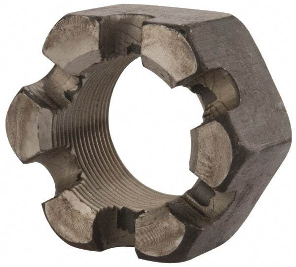 Value Collection - 1-3/4 - 12 UNF Grade 2 Steel Slotted Locknut - 2-5/8" Width Across Flats, 1-1/2" High, Uncoated - A1 Tooling