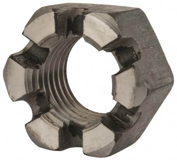 Value Collection - 2 - 4-1/2 UNC Grade 2 Steel Slotted Locknut - 3" Width Across Flats, 1-23/32" High, Uncoated - A1 Tooling