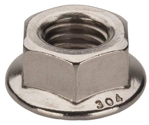 Value Collection - 1/2-13, 1.031" Flange Diam, Serrated Flange Nut - Grade 18-8 Stainless Steel, Uncoated Finish, 0.458" Flange Height - A1 Tooling