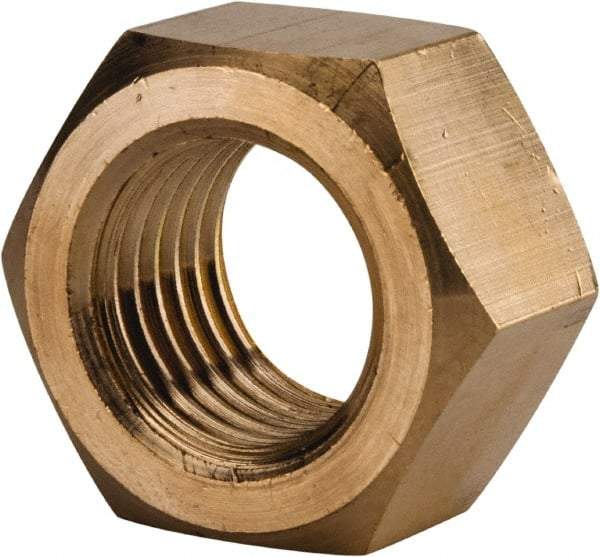 Value Collection - 1-1/4 - 7 UNC Brass Right Hand Hex Nut - 1-7/8" Across Flats, 1-1/16" High, Brass Finish - A1 Tooling