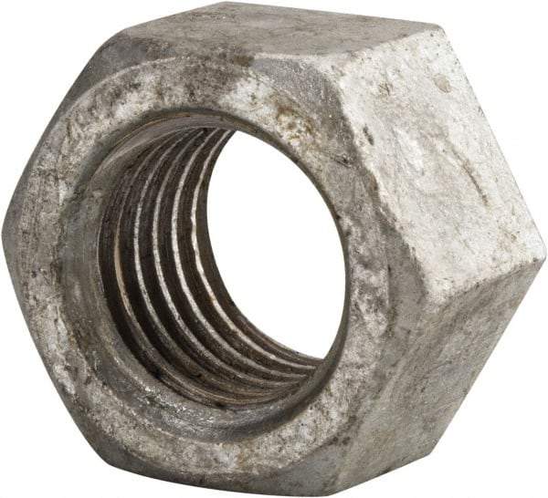 Value Collection - 1-3/8 - 6 UNC Steel Right Hand Hex Nut - 2-1/16" Across Flats, 1-11/64" High, Hot Dipped Galvanized Finish - A1 Tooling