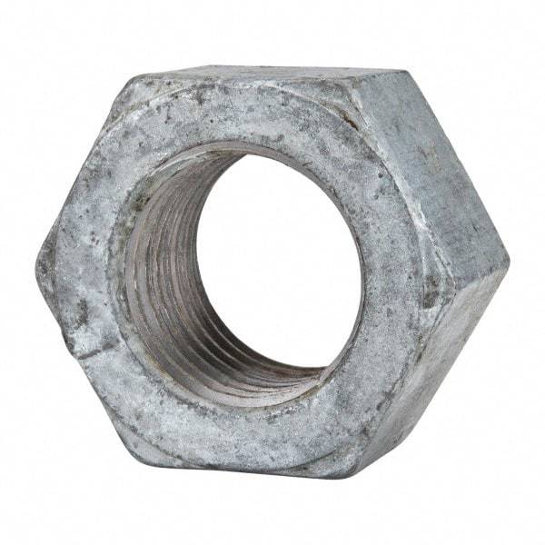 Value Collection - 1-1/2 - 6 UNC Steel Right Hand Hex Nut - 2-1/4" Across Flats, 1-9/32" High, Hot Dipped Galvanized Finish - A1 Tooling