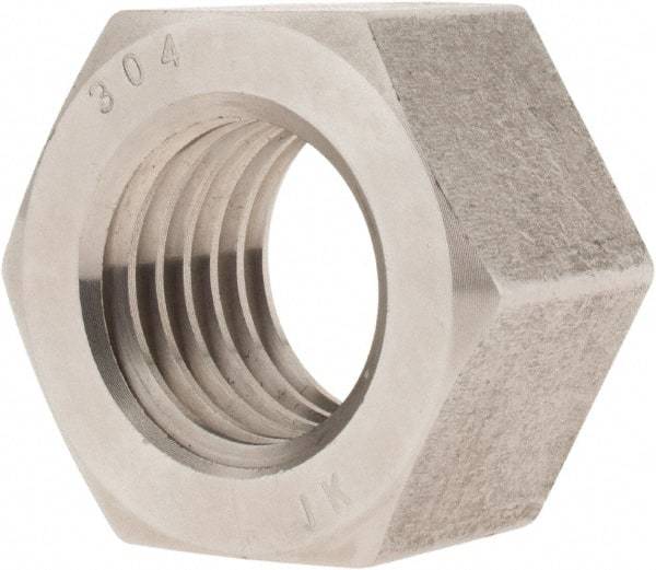 Value Collection - 1-1/8 - 7 UNC Stainless Steel Right Hand Hex Nut - 1-11/16" Across Flats, 31/32" High, Uncoated - A1 Tooling