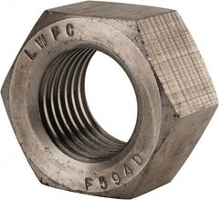 Value Collection - 1-1/2 - 6 UNC Stainless Steel Right Hand Hex Nut - 2-1/4" Across Flats, 1-9/32" High, Uncoated - A1 Tooling