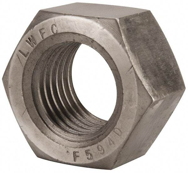 Value Collection - 1-3/4 - 5 UNC Stainless Steel Right Hand Hex Nut - 2-5/8" Across Flats, 1-1/2" High, Uncoated - A1 Tooling