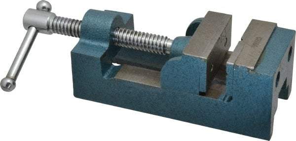 Interstate - 2-11/32" Jaw Opening Capacity x 1-7/64" Throat Depth, Horizontal Drill Press Vise - 2-1/2" Wide x 1.1" High Jaw, Stationary Base, Standard Speed, 7-27/64" OAL x 2-1/4" Overall Height, Cast Iron - A1 Tooling