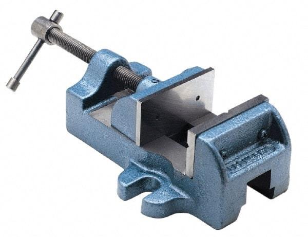 Palmgren - 1-1/2" Jaw Opening Capacity x 1" Throat Depth, Horizontal Drill Press Vise - 1-3/4" Wide Jaw, Stationary Base, Standard Speed, 4-1/2" OAL x 1-15/16" Overall Height, Cast Iron - A1 Tooling