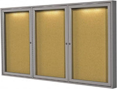 Ghent - 47.13" Wide x 36" High Enclosed Cork Bulletin Board - Natural Cork, Aluminum Frame - A1 Tooling