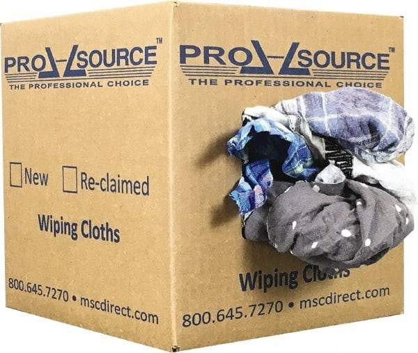 PRO-SOURCE - Reclaimed Cotton Polishing and Dust Cloths - Assorted Colors, Flannel, Low Lint, 5 Lbs. at 3 to 4 per Pound, Box - A1 Tooling