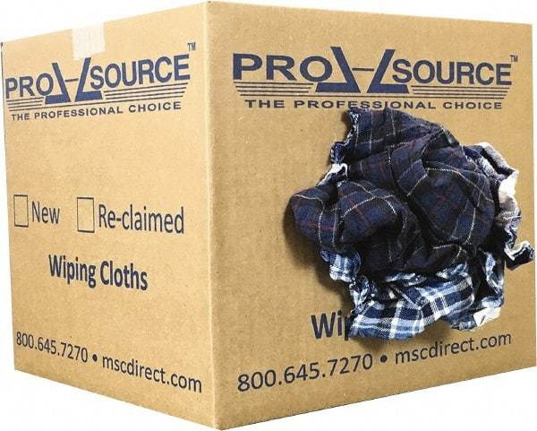 PRO-SOURCE - Reclaimed Cotton Polishing and Dust Cloths - Assorted Colors, Flannel, Low Lint, 10 Lbs. at 3 to 4 per Pound, Box - A1 Tooling