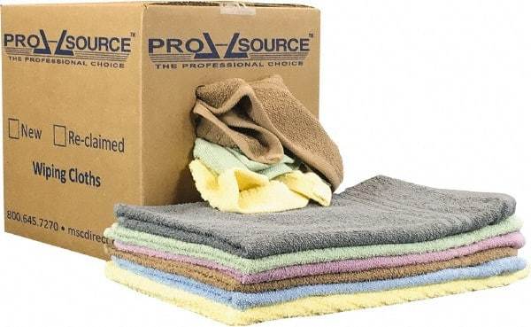 PRO-SOURCE - 16 Inch Long x 16 Inch Wide Virgin Car Wash Cotton Towels - Assorted Colors, Terry Cloth, Medium Lint, 5 Lbs. at 2 to 4 per Pound, Box - A1 Tooling