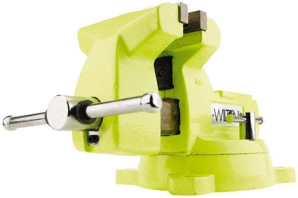 Wilton - 6" Jaw Width x 5-3/4" Jaw Opening Capacity, 4-1/8" Throat Depth, Bench & Pipe Combination Vise - 1/4 to 3-1/2" Pipe Capacity, Swivel Base, Bolt Down Attachment, Ductile Iron - A1 Tooling