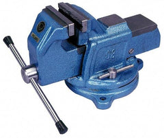 Interstate - 5" Jaw Width, 4-1/2" Opening Capacity, 2-5/8" Throat Depth, Cast Iron Swivel Bench Vise - Bolt Down Base Attachment, 6.81" High - A1 Tooling