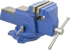 Interstate - 4" Jaw Width, 3-17/32" Opening Capacity, 2-1/4" Throat Depth, Cast Iron Swivel Bench Vise - Bolt Down Base Attachment, 5.77" High - A1 Tooling