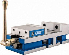 Kurt - 6" Jaw Width, 6" Jaw Opening Capacity, Horizontal Stationary Machine Vise - Manual Operation, 6,356 Lb Capacity, 1 Station, 17" Long x 4.6720" High x 1-31/64" Deep, 1.735" Jaw Height, 80 Lb Max Clamp Force - A1 Tooling