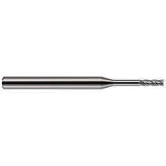 Square End Mill: 7/64'' Dia, 0.327'' LOC, 1/8'' Shank Dia, 2'' OAL, 4 Flutes, Solid Carbide Single End, Uncoated, 30 ° Helix, RH Cut, RH Flute