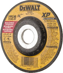 DeWALT - 24 Grit, 4-1/2" Wheel Diam, 1/8" Wheel Thickness, 7/8" Arbor Hole, Type 27 Depressed Center Wheel - Zirconia Alumina, R Hardness, 13,300 Max RPM, Compatible with Angle Grinder - A1 Tooling