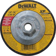 DeWALT - 24 Grit, 4-1/2" Wheel Diam, 1/4" Wheel Thickness, Type 27 Depressed Center Wheel - Zirconia Alumina, R Hardness, 13,300 Max RPM, Compatible with Angle Grinder - A1 Tooling